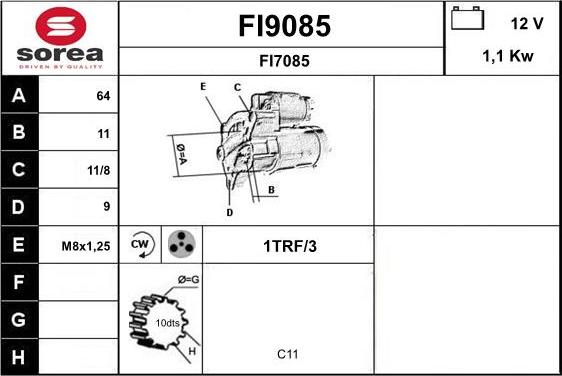 SNRA FI9085 - Starteris autospares.lv