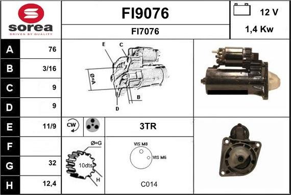 SNRA FI9076 - Starter www.autospares.lv