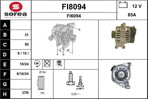 SNRA FI8094 - Ģenerators www.autospares.lv