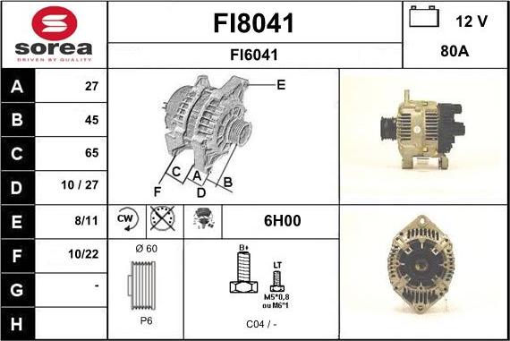 SNRA FI8041 - Ģenerators www.autospares.lv