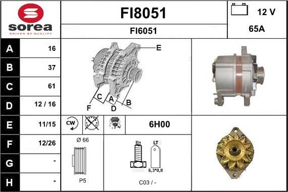 SNRA FI8051 - Ģenerators autospares.lv