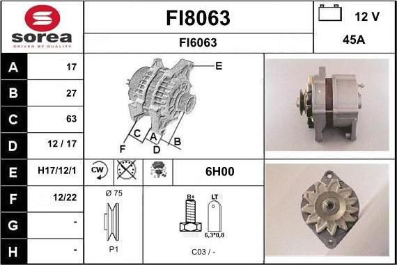 SNRA FI8063 - Генератор www.autospares.lv