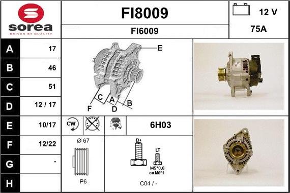 SNRA FI8009 - Ģenerators www.autospares.lv