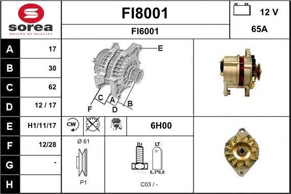 SNRA FI8001 - Ģenerators www.autospares.lv