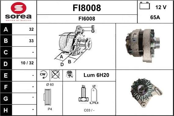 SNRA FI8008 - Генератор www.autospares.lv