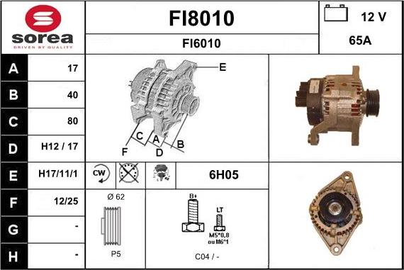 SNRA FI8010 - Ģenerators autospares.lv