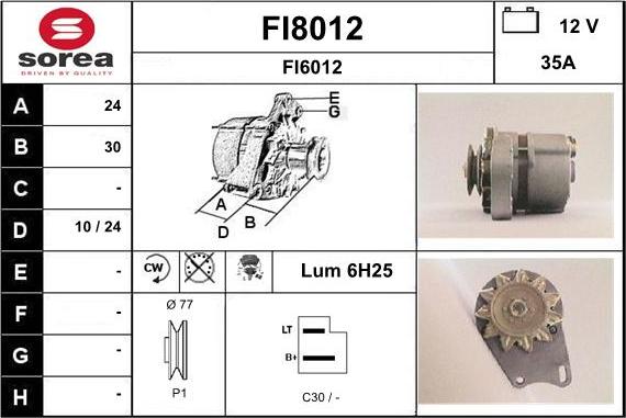 SNRA FI8012 - Alternator www.autospares.lv