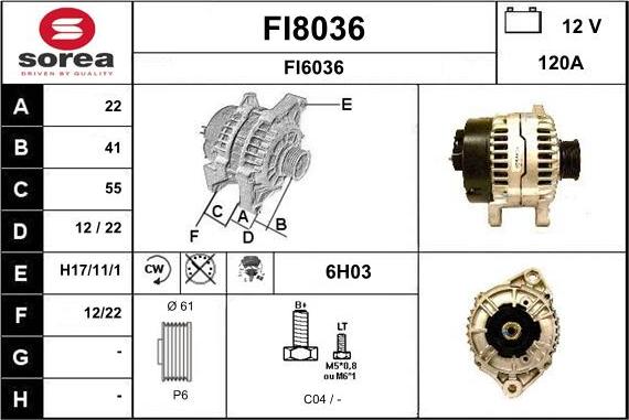 SNRA FI8036 - Alternator www.autospares.lv