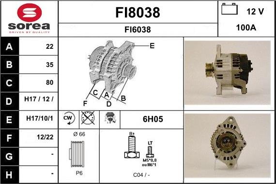 SNRA FI8038 - Генератор www.autospares.lv