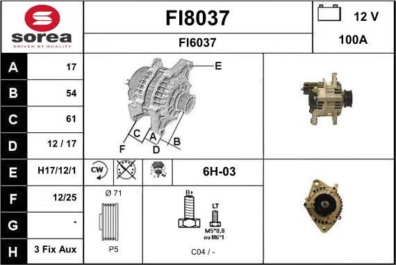 SNRA FI8037 - Генератор www.autospares.lv