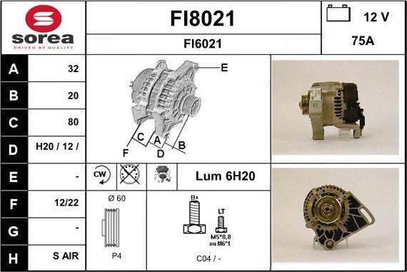 SNRA FI8021 - Ģenerators www.autospares.lv