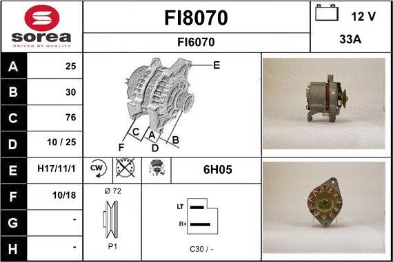 SNRA FI8070 - Ģenerators autospares.lv