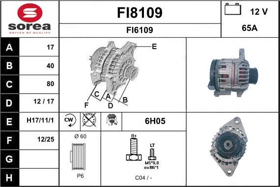 SNRA FI8109 - Ģenerators www.autospares.lv