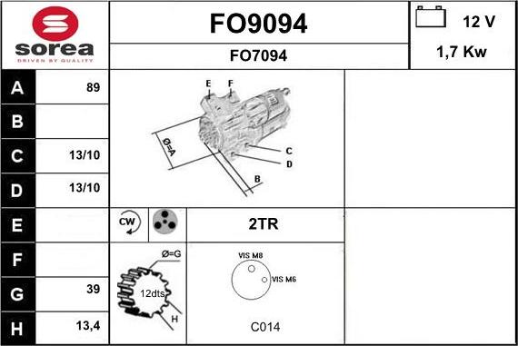 SNRA FO9094 - Starteris autospares.lv