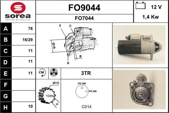 SNRA FO9044 - Starteris www.autospares.lv