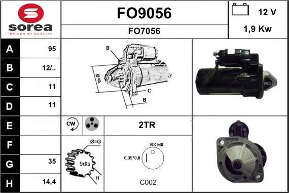 SNRA FO9056 - Starter www.autospares.lv