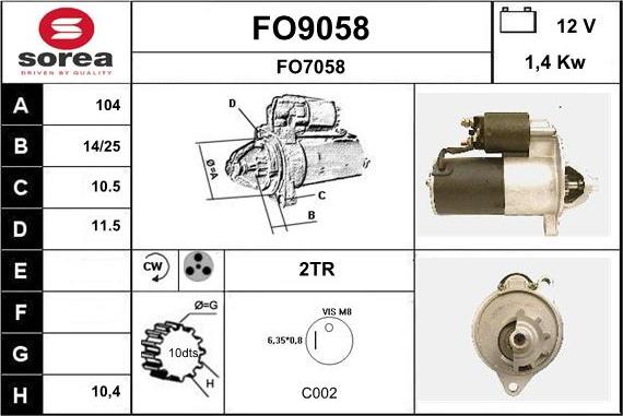 SNRA FO9058 - Starteris www.autospares.lv