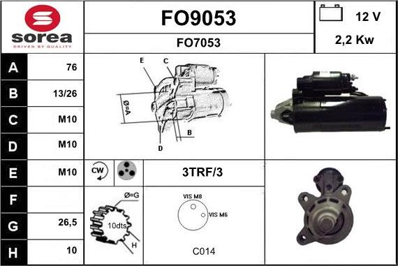 SNRA FO9053 - Starteris autospares.lv