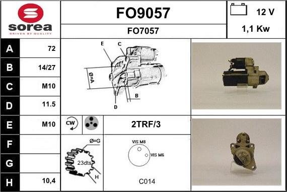 SNRA FO9057 - Starteris www.autospares.lv