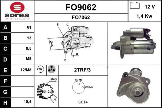 SNRA FO9062 - Starteris autospares.lv