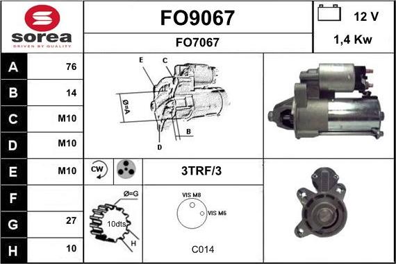 SNRA FO9067 - Стартер www.autospares.lv