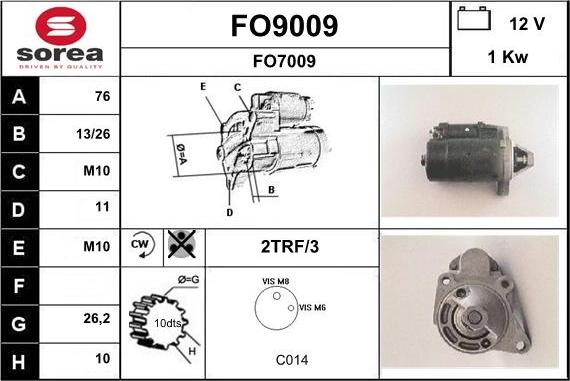 SNRA FO9009 - Starteris www.autospares.lv