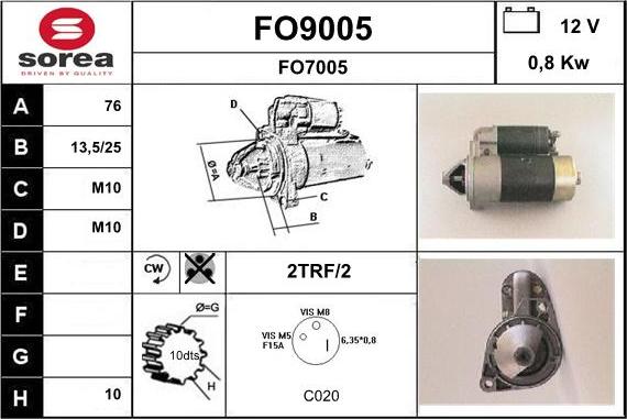 SNRA FO9005 - Starteris www.autospares.lv