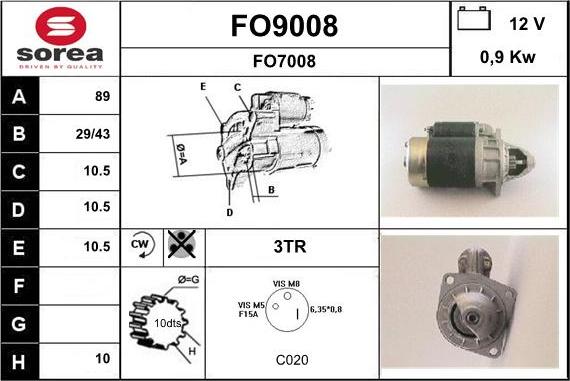 SNRA FO9008 - Starteris www.autospares.lv