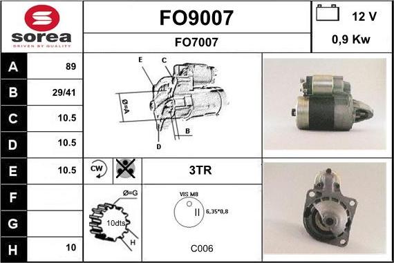 SNRA FO9007 - Стартер www.autospares.lv