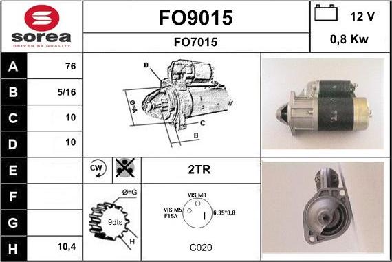 SNRA FO9015 - Starter www.autospares.lv