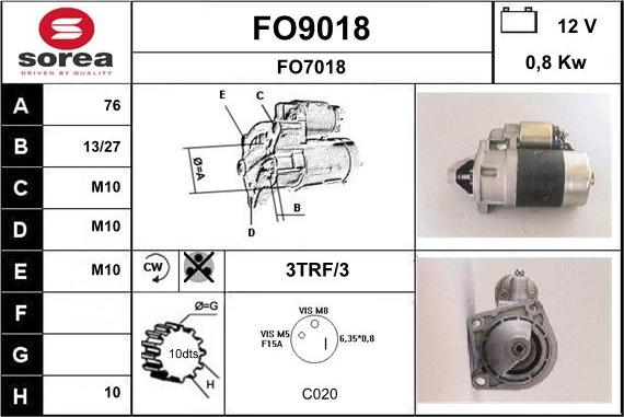 SNRA FO9018 - Стартер www.autospares.lv