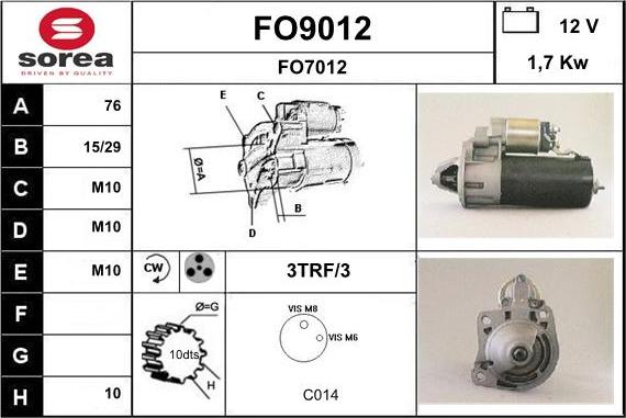 SNRA FO9012 - Starter www.autospares.lv