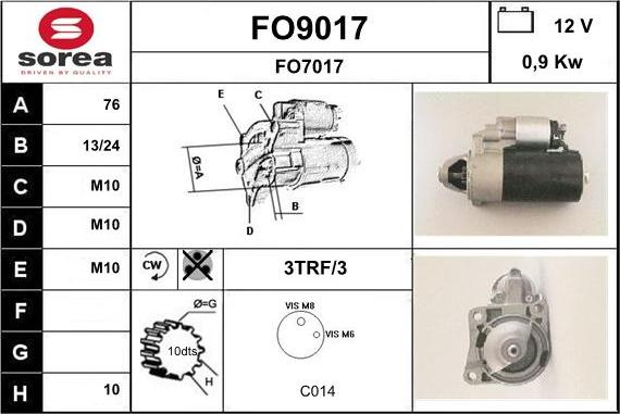 SNRA FO9017 - Starter www.autospares.lv