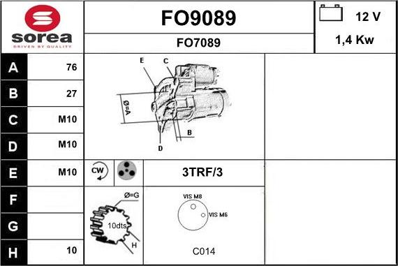 SNRA FO9089 - Starteris autospares.lv