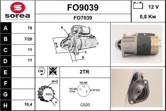 SNRA FO9039 - Starter www.autospares.lv