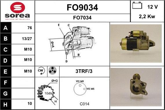 SNRA FO9034 - Starter www.autospares.lv