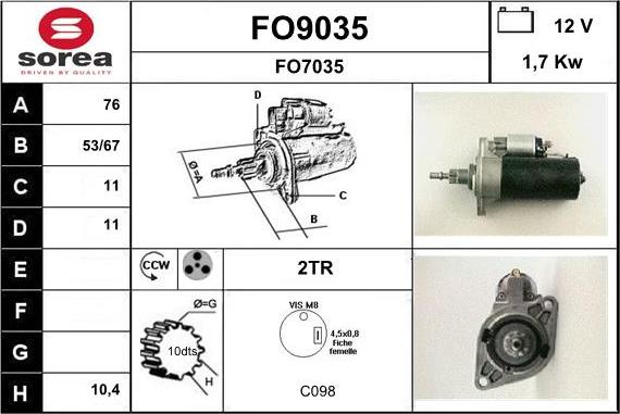 SNRA FO9035 - Starteris autospares.lv