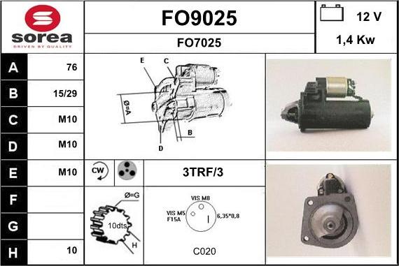 SNRA FO9025 - Starteris autospares.lv