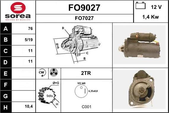 SNRA FO9027 - Starteris autospares.lv