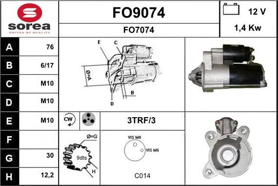 SNRA FO9074 - Starteris autospares.lv