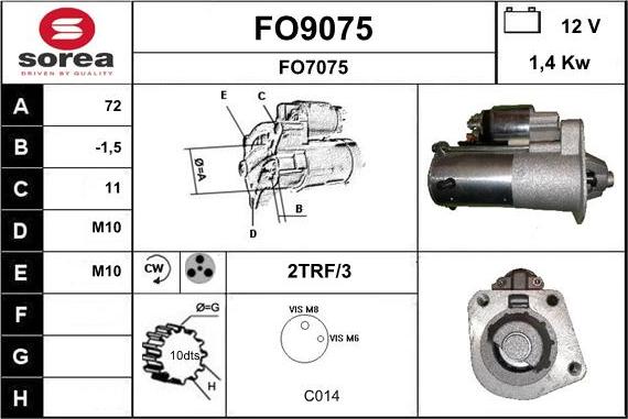 SNRA FO9075 - Starteris autospares.lv