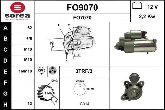 SNRA FO9070 - Starteris www.autospares.lv