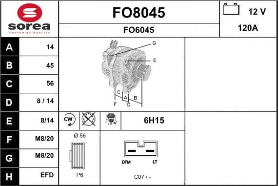 SNRA FO8045 - Ģenerators www.autospares.lv