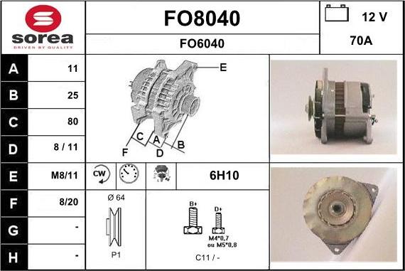 SNRA FO8040 - Генератор www.autospares.lv