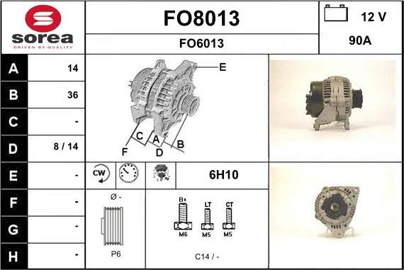 SNRA FO8013 - Alternator www.autospares.lv