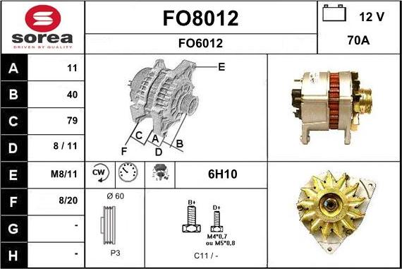 SNRA FO8012 - Генератор www.autospares.lv