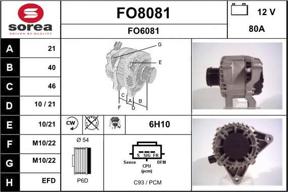 SNRA FO8081 - Alternator www.autospares.lv