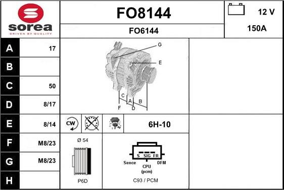 SNRA FO8144 - Ģenerators www.autospares.lv