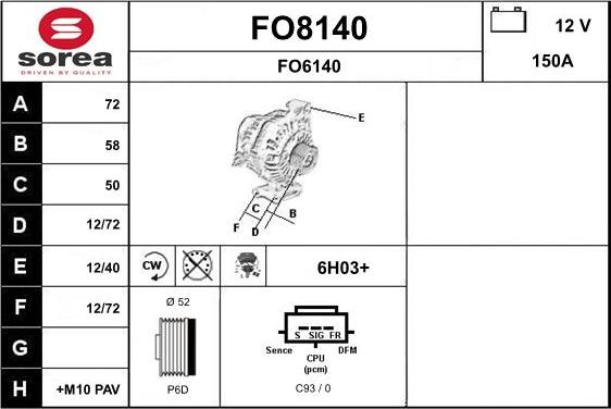 SNRA FO8140 - Ģenerators autospares.lv