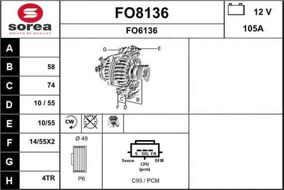 SNRA FO8136 - Alternator www.autospares.lv